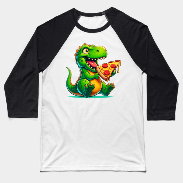 Funny Pizza T rex Dinosaur, Pizza Lover Baseball T-Shirt by logiamerch