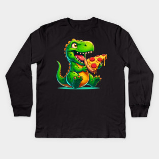 Funny Pizza T rex Dinosaur, Pizza Lover Kids Long Sleeve T-Shirt