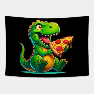 Funny Pizza T rex Dinosaur, Pizza Lover Tapestry