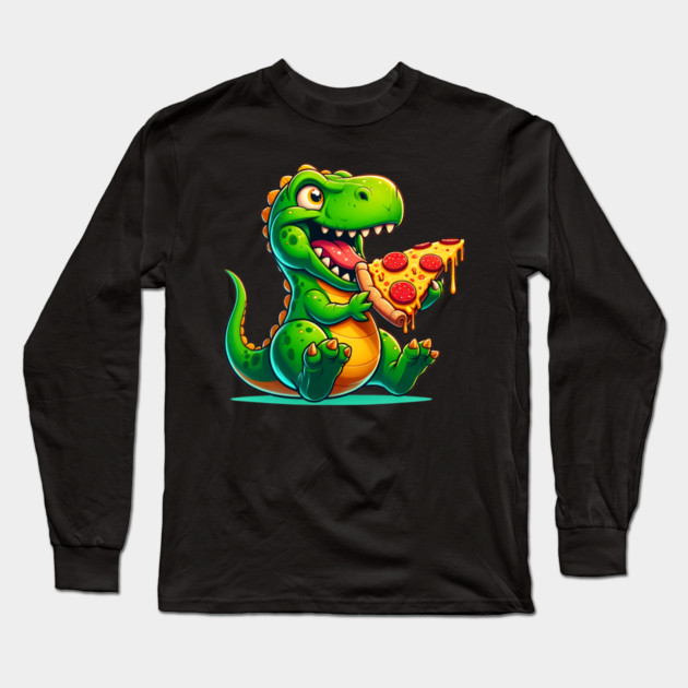 Funny Pizza T rex Dinosaur, Pizza Lover Long Sleeve T-Shirt by logiamerch