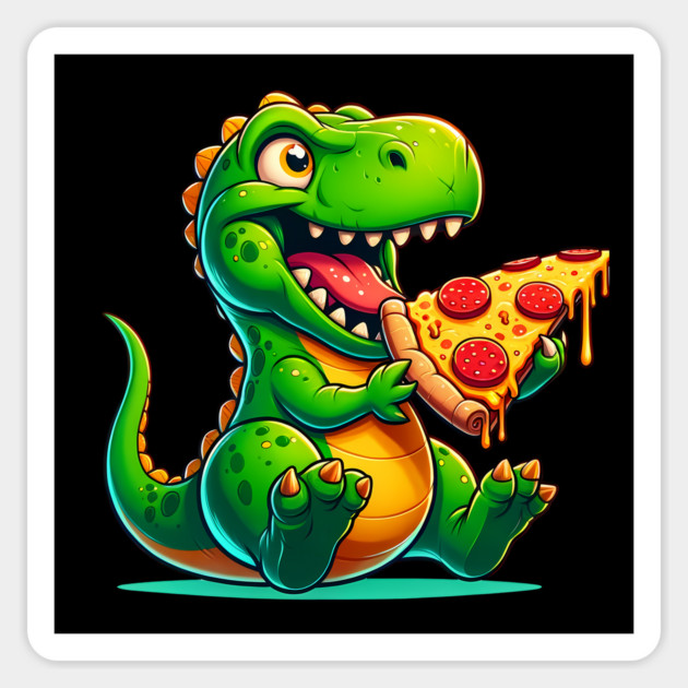 Funny Pizza T rex Dinosaur, Pizza Lover Sticker by logiamerch