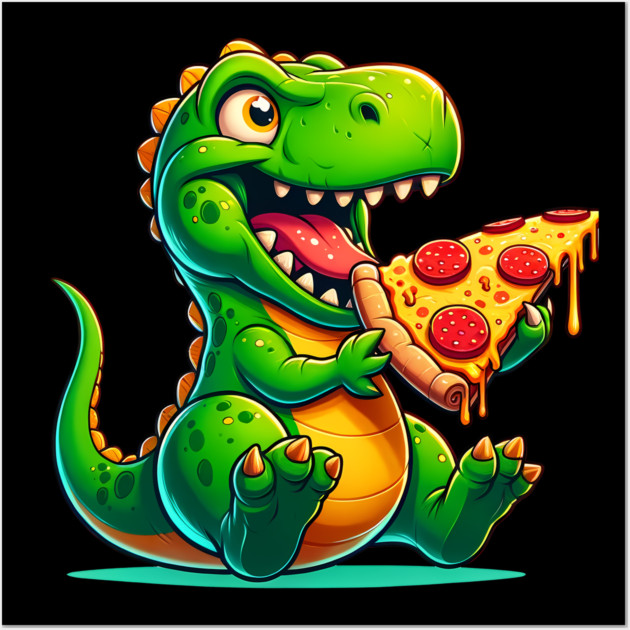 Funny Pizza T rex Dinosaur, Pizza Lover Wall Art by logiamerch