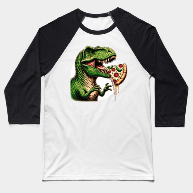 Funny Pizza T rex Dinosaur, Pizza Lover Baseball T-Shirt by logiamerch
