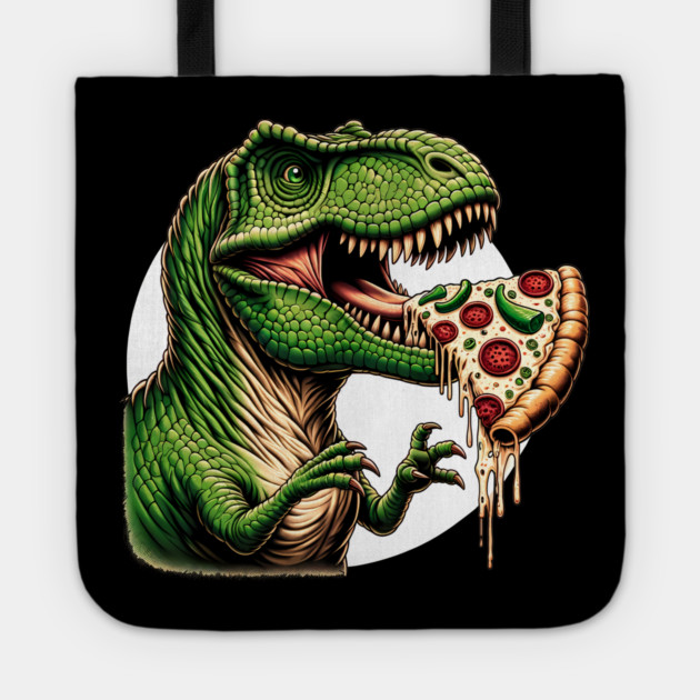 Funny Pizza T rex Dinosaur, Pizza Lover Tote by logiamerch