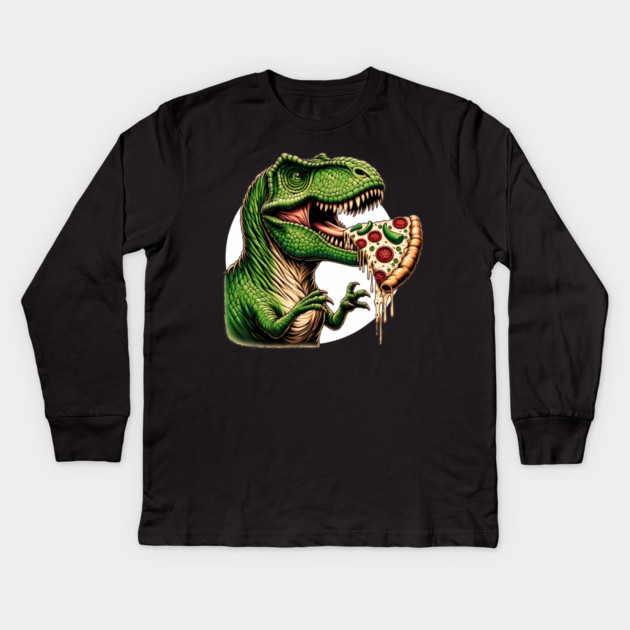 Funny Pizza T rex Dinosaur, Pizza Lover Kids Long Sleeve T-Shirt by logiamerch