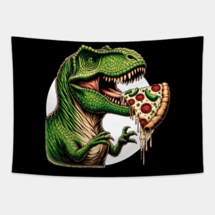 Funny Pizza T rex Dinosaur, Pizza Lover Tapestry
