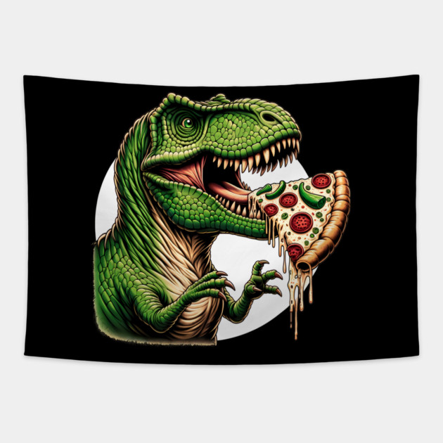 Funny Pizza T rex Dinosaur, Pizza Lover Tapestry by logiamerch