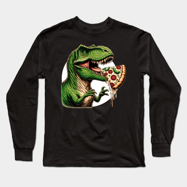 Funny Pizza T rex Dinosaur, Pizza Lover Long Sleeve T-Shirt by logiamerch