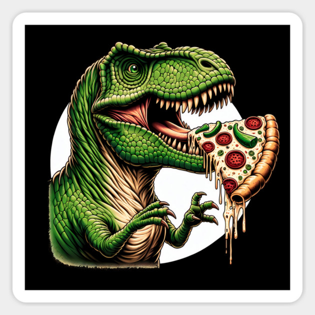 Funny Pizza T rex Dinosaur, Pizza Lover Sticker by logiamerch