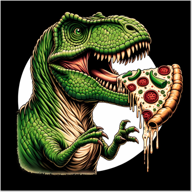 Funny Pizza T rex Dinosaur, Pizza Lover Wall Art by logiamerch