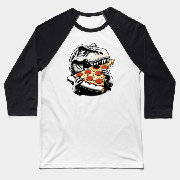 Funny Pizza T rex Dinosaur, Pizza Lover Baseball T-Shirt by logiamerch