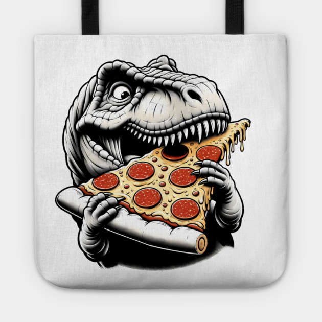 Funny Pizza T rex Dinosaur, Pizza Lover Tote by logiamerch