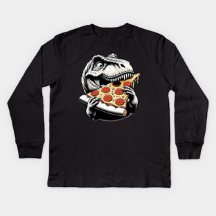 Funny Pizza T rex Dinosaur, Pizza Lover Kids Long Sleeve T-Shirt