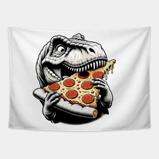Funny Pizza T rex Dinosaur, Pizza Lover Tapestry