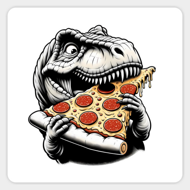 Funny Pizza T rex Dinosaur, Pizza Lover Sticker by logiamerch