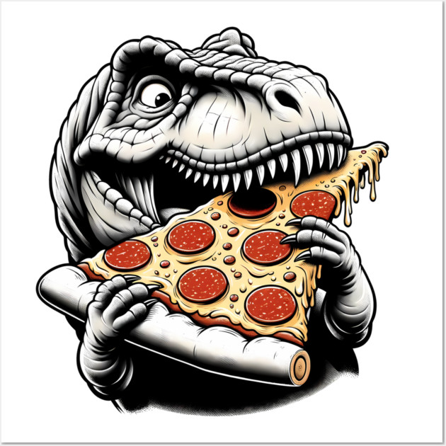 Funny Pizza T rex Dinosaur, Pizza Lover Wall Art by logiamerch