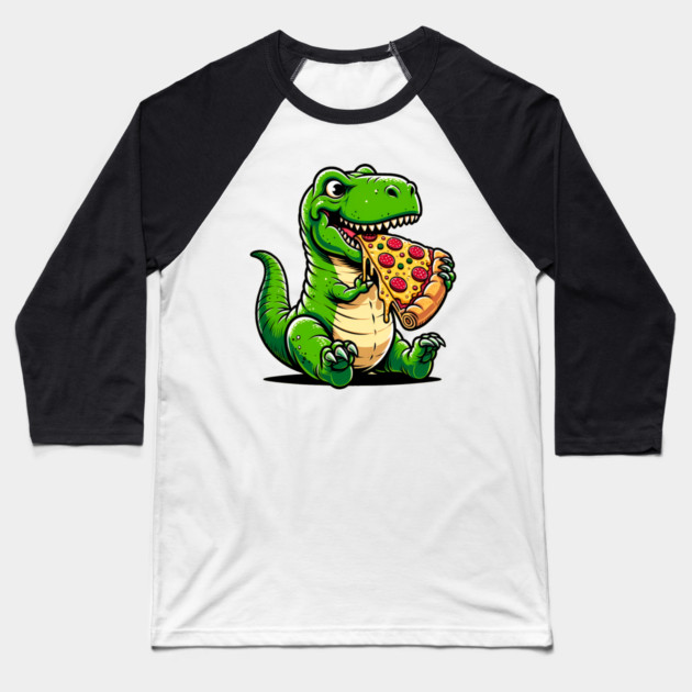 Funny Pizza T rex Dinosaur, Pizza Lover Baseball T-Shirt by logiamerch