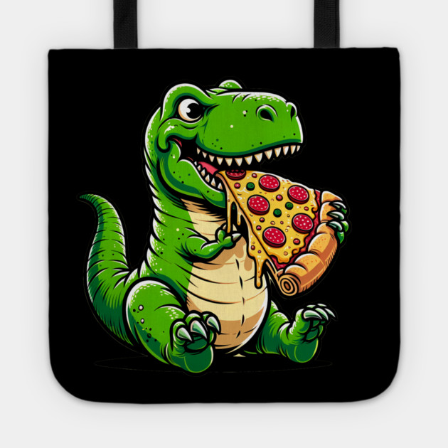 Funny Pizza T rex Dinosaur, Pizza Lover Tote by logiamerch
