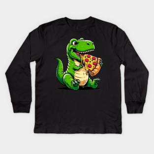 Funny Pizza T rex Dinosaur, Pizza Lover Kids Long Sleeve T-Shirt
