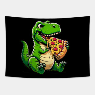 Funny Pizza T rex Dinosaur, Pizza Lover Tapestry