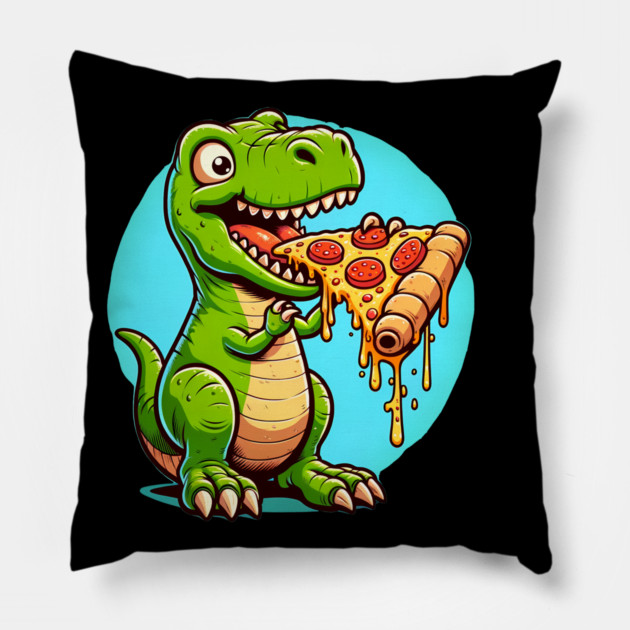 Funny Pizza T rex Dinosaur, Pizza Lover Pillow by logiamerch