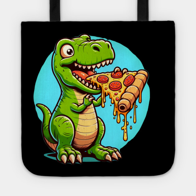 Funny Pizza T rex Dinosaur, Pizza Lover Tote by logiamerch