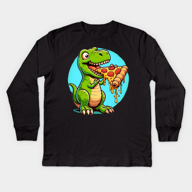 Funny Pizza T rex Dinosaur, Pizza Lover Kids Long Sleeve T-Shirt by logiamerch