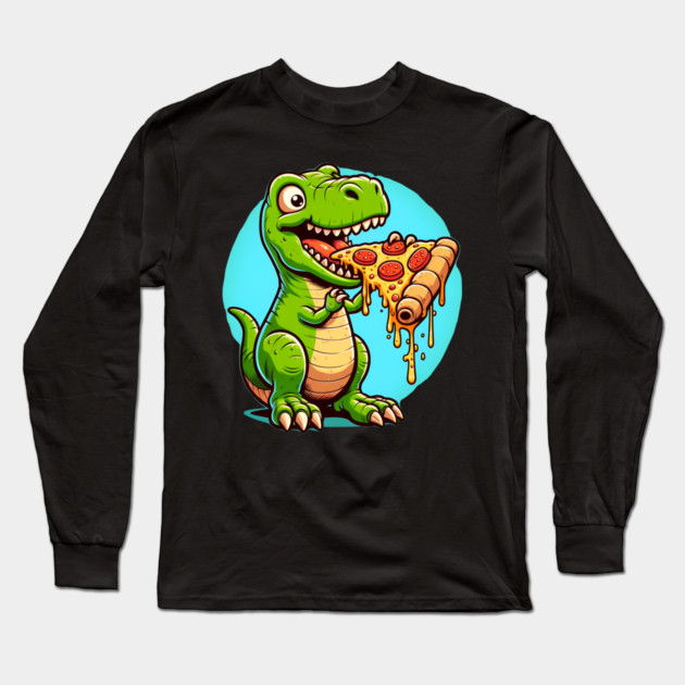 Funny Pizza T rex Dinosaur, Pizza Lover Long Sleeve T-Shirt by logiamerch