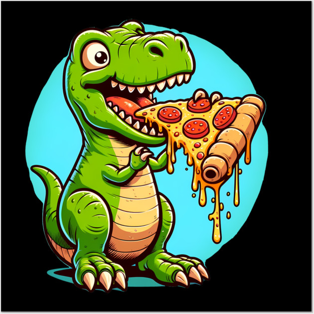 Funny Pizza T rex Dinosaur, Pizza Lover Wall Art by logiamerch