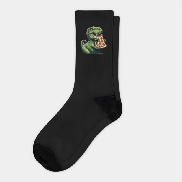 Funny Pizza T rex Dinosaur, Pizza Lover Socks by logiamerch