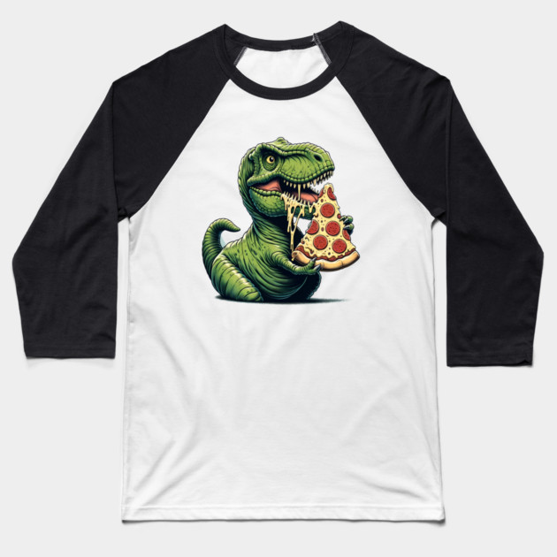 Funny Pizza T rex Dinosaur, Pizza Lover Baseball T-Shirt by logiamerch