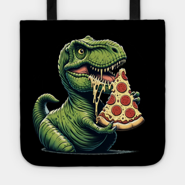 Funny Pizza T rex Dinosaur, Pizza Lover Tote by logiamerch