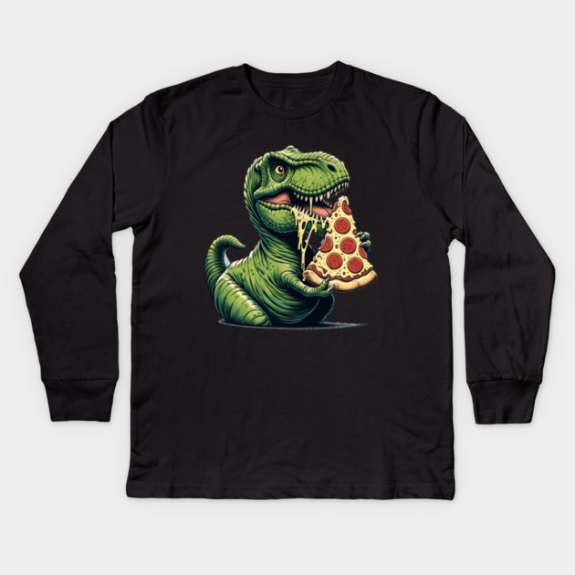 Funny Pizza T rex Dinosaur, Pizza Lover Kids Long Sleeve T-Shirt by logiamerch