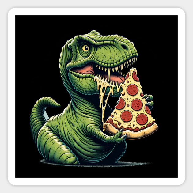 Funny Pizza T rex Dinosaur, Pizza Lover Sticker by logiamerch