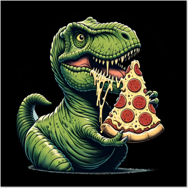 Funny Pizza T rex Dinosaur, Pizza Lover Wall Art by logiamerch