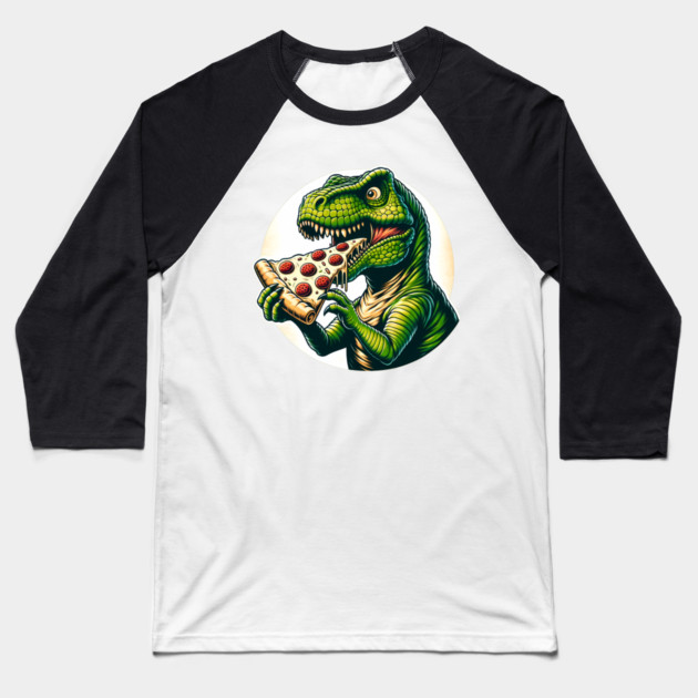 Funny Pizza T rex Dinosaur, Pizza Lover Baseball T-Shirt by logiamerch
