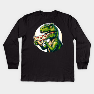 Funny Pizza T rex Dinosaur, Pizza Lover Kids Long Sleeve T-Shirt