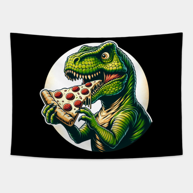 Funny Pizza T rex Dinosaur, Pizza Lover Tapestry by logiamerch