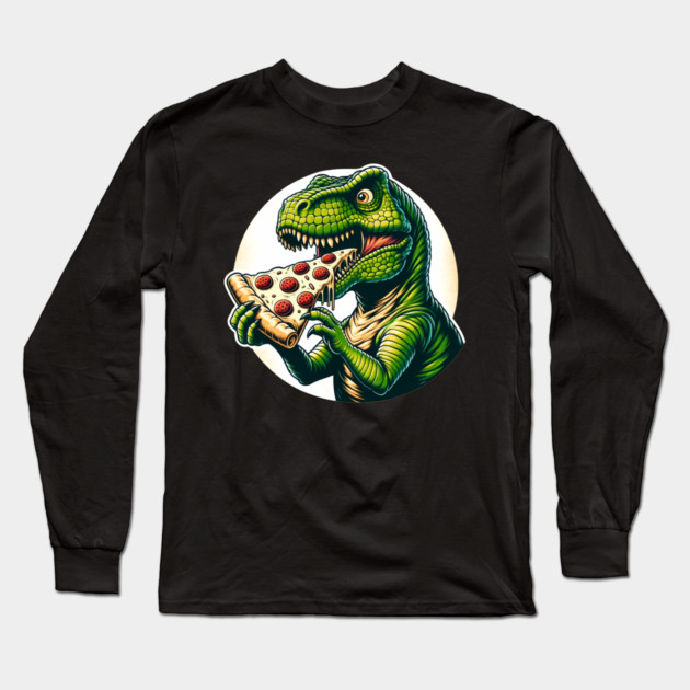 Funny Pizza T rex Dinosaur, Pizza Lover Long Sleeve T-Shirt by logiamerch