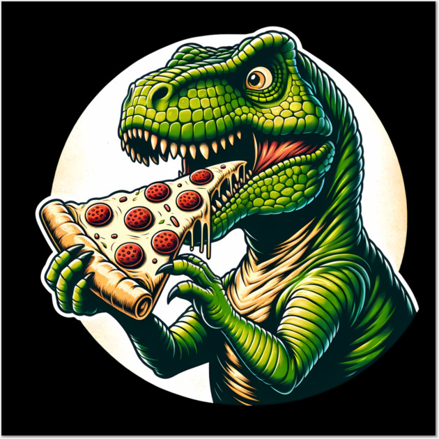 Funny Pizza T rex Dinosaur, Pizza Lover Wall Art by logiamerch