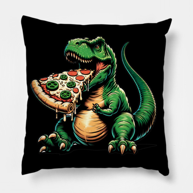 Funny Pizza T rex Dinosaur, Pizza Lover Pillow by logiamerch