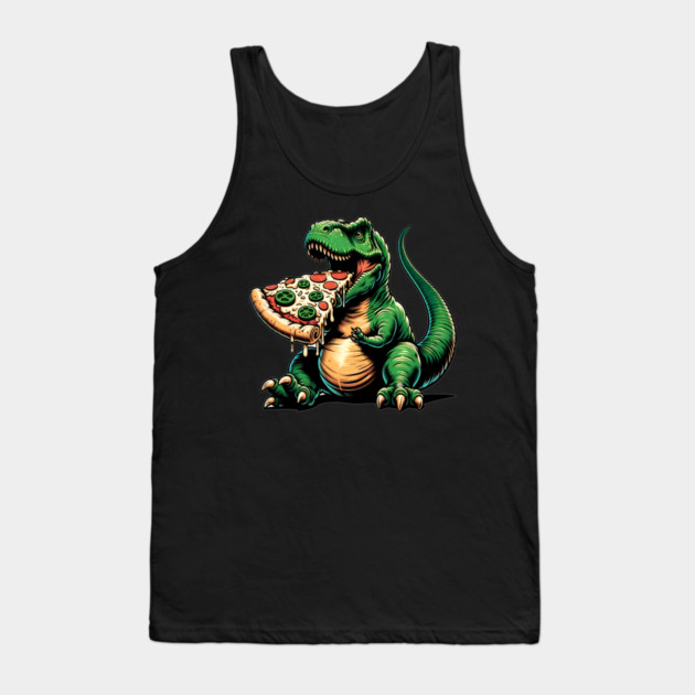 Funny Pizza T rex Dinosaur, Pizza Lover Tank Top by logiamerch