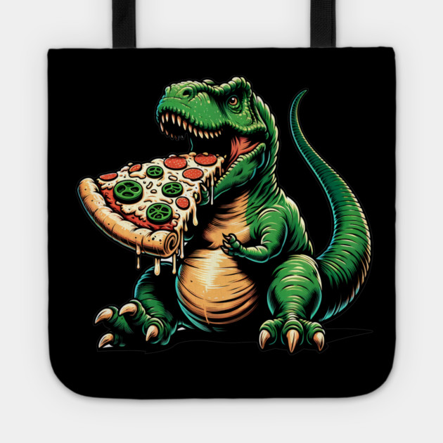 Funny Pizza T rex Dinosaur, Pizza Lover Tote by logiamerch