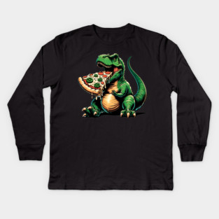Funny Pizza T rex Dinosaur, Pizza Lover Kids Long Sleeve T-Shirt