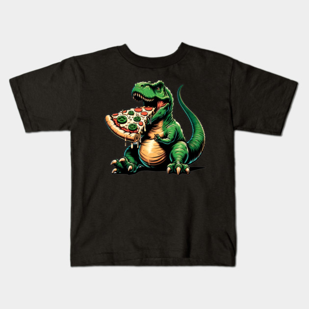 Funny Pizza T rex Dinosaur, Pizza Lover Kids T-Shirt by logiamerch