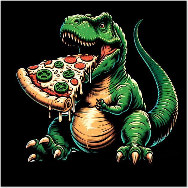 Funny Pizza T rex Dinosaur, Pizza Lover Wall Art by logiamerch