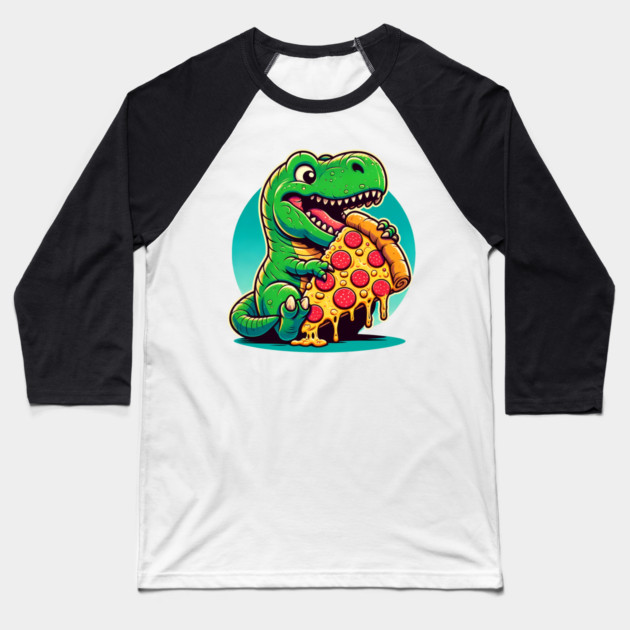 Funny Pizza T rex Dinosaur, Pizza Lover Baseball T-Shirt by logiamerch