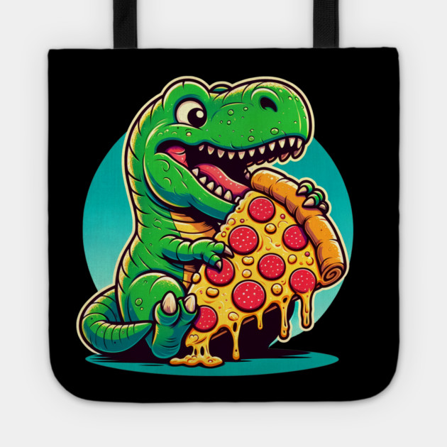 Funny Pizza T rex Dinosaur, Pizza Lover Tote by logiamerch