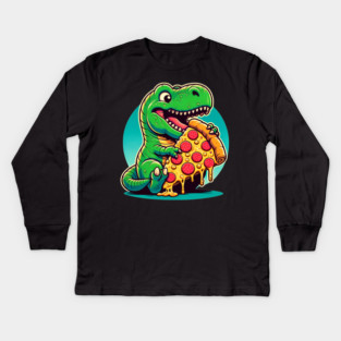 Funny Pizza T rex Dinosaur, Pizza Lover Kids Long Sleeve T-Shirt