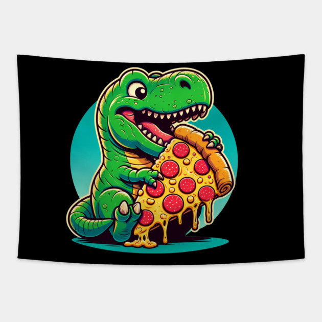 Funny Pizza T rex Dinosaur, Pizza Lover Tapestry by logiamerch